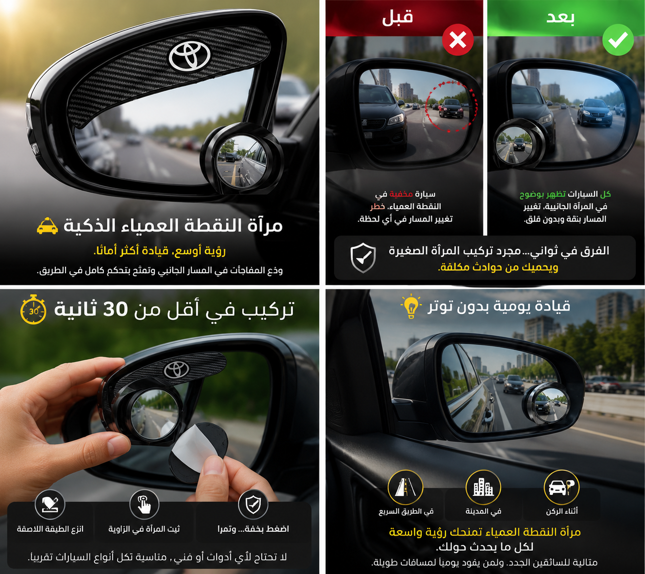 🚗✨ دريفورا – مرآة النقطة العمياء للسيارة لتحسين الرؤية والسلامة 🪞🛡️